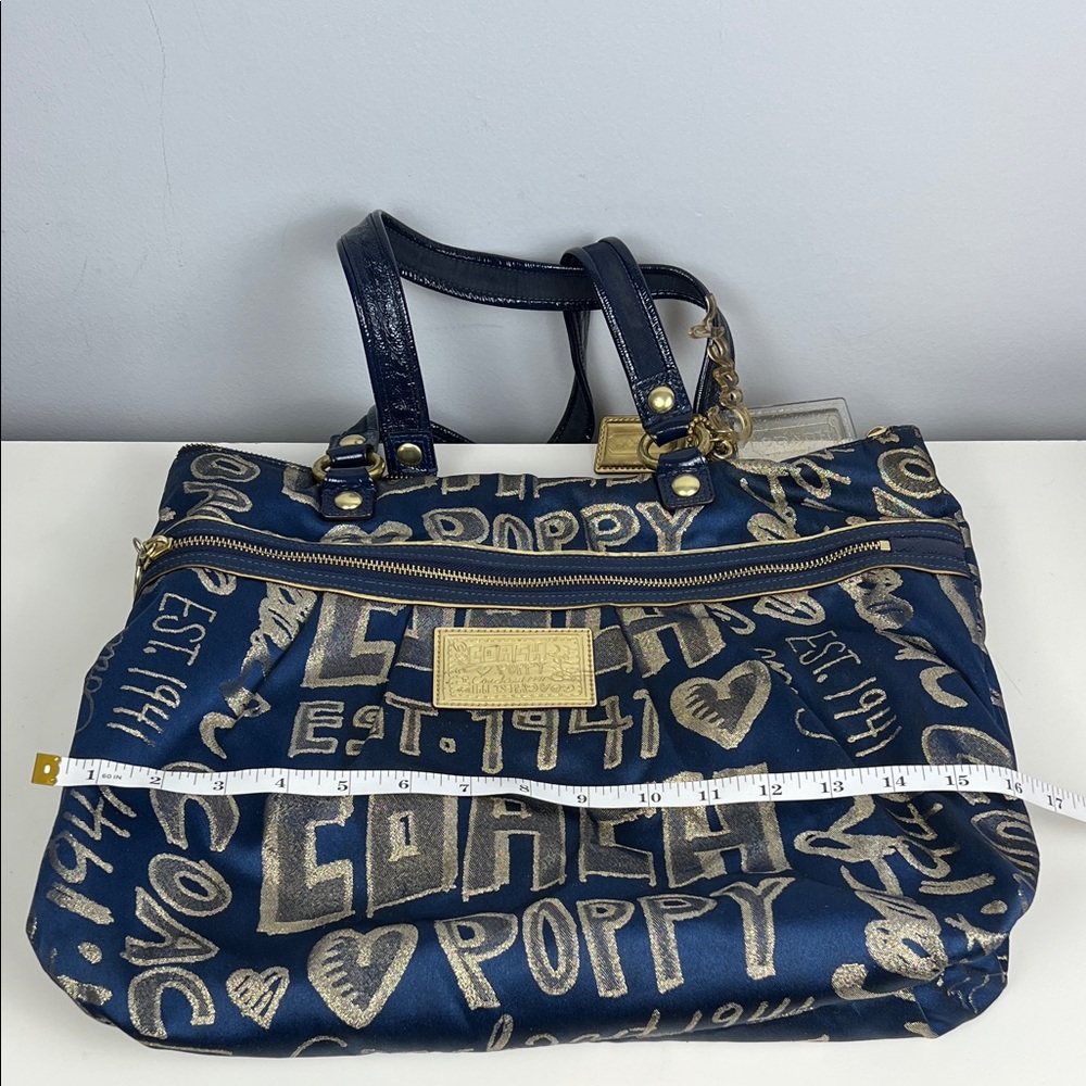 Coach Poppy Graffiti Metallic Gold Patent Leather Glam Tote Shoulder Bag 15301 - Picture 14 of 16